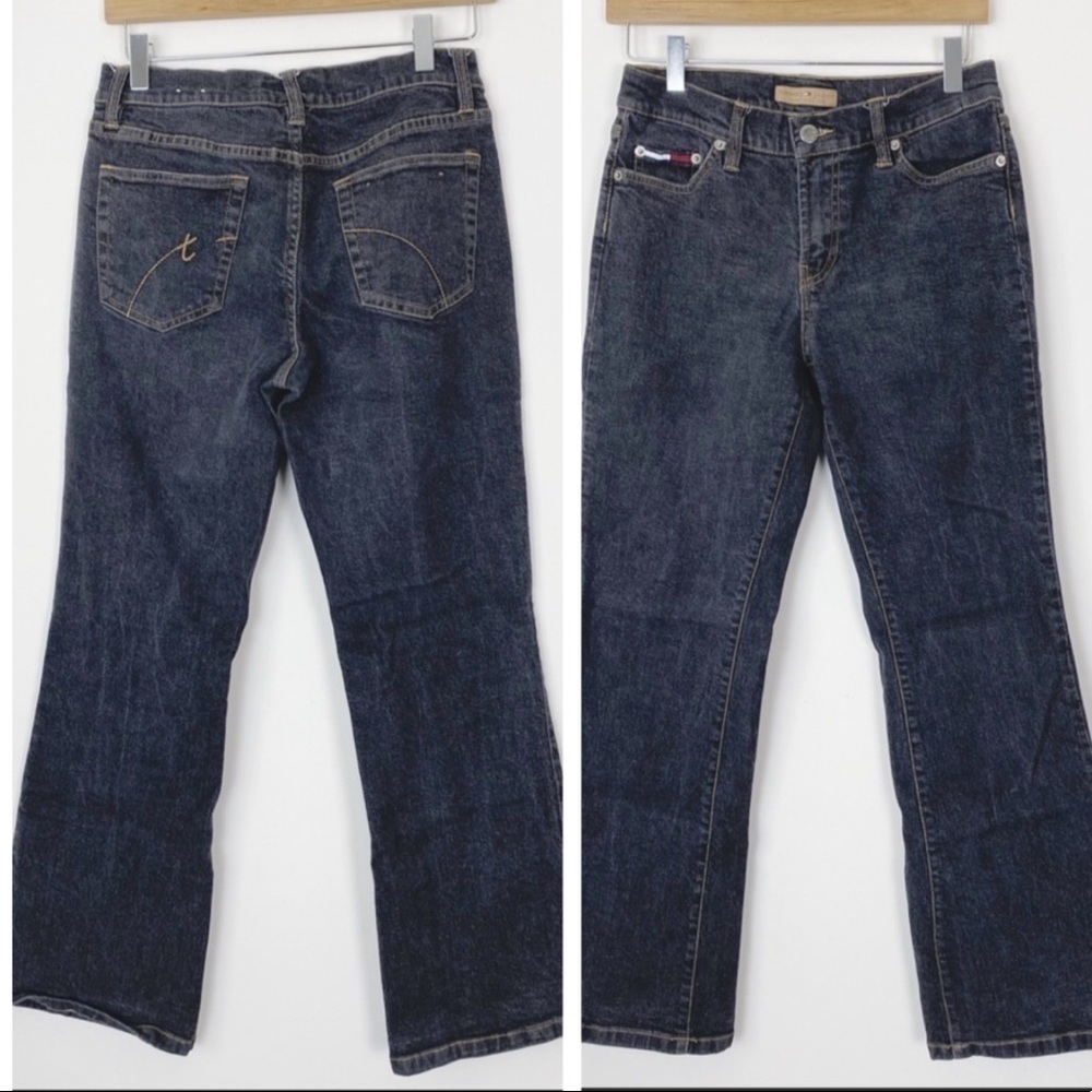 TH TOMMY JEANS Y2K Dark Wash Bootcut Stretchy Jeans 9 Retro Low Rise